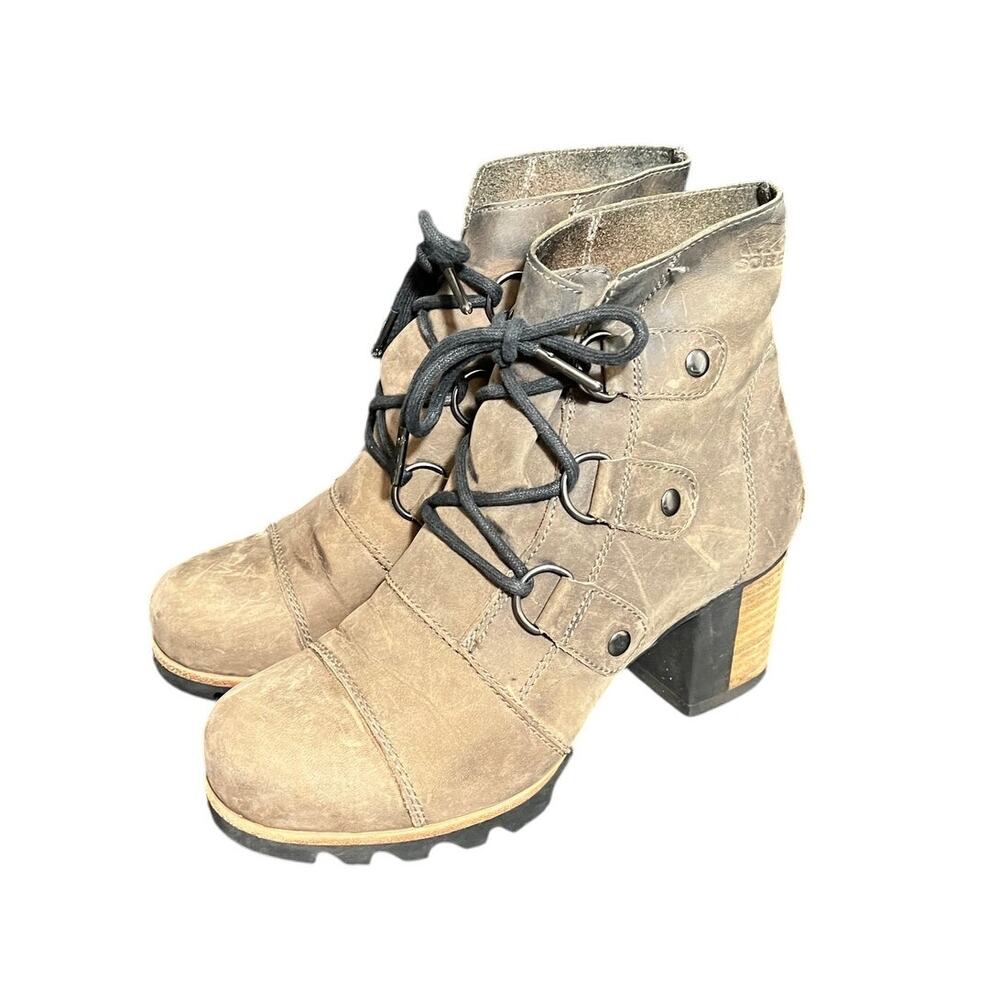 Sorel Addington Lace-Up Ankle Boots Leather Shoes Size 7 Womens